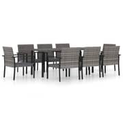 Vidaxl 9 Piece Garden Dining Set Poly Rattan Grey