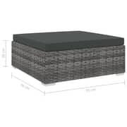 Vidaxl Sectional Footrest 1 Pc With Cushion Poly Rattan Grey