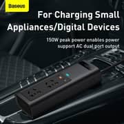 Baseus In- Car Inverter 150w Digital Display Dc 12v To Ac 220v Auto Converter Fast Charger Baseus In- Car Inverter 150w Digital Display Dc 12v To Ac 220v Auto Converter Fast Charger