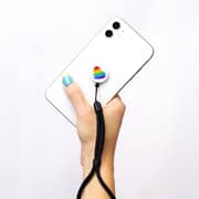 MOXYO Zigi Band Phone Wrist Lanyard for Smartphones - Rainbow Heart with Black strap MOXYO Zigi Band Phone Wrist Lanyard for Smartphones - Rainbow Heart with Black strap