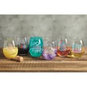 BarCraft 500ml Assorted Stemless Wine Glasses Labelled