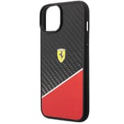 Ferrari Bimaterial Carbon Case Red With Silver Stripe iPhone 14 Plus