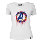 Marvel Avengers Logo Women's Round Neck T-shirt White Double Extra Large Marvel Avengers Logo Women's Round Neck T-shirt White Double Extra Large