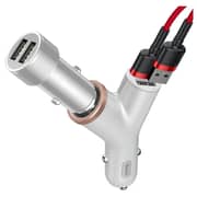 Baseus Y-shape Dual USB Car Charger - White Baseus Y-shape Dual USB Car Charger - White
