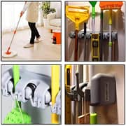 Margoun Wall Mount Broom Holder Mop Hanger With 5 Rack And 6 Hook T56 Multipurpose Wall Mounted Non Slide Storage