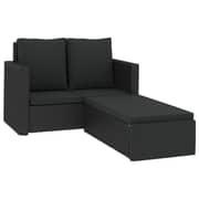 Vidaxl 2 Piece Garden Lounge Set With Cushions Poly Rattan Black Vidaxl 2 Piece Garden Lounge Set With Cushions Poly Rattan Black