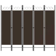Vidaxl 5-panel Room Divider Brown 200x180 Cm