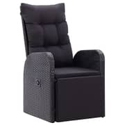vidaXL Reclining Garden Chair with Cushion Poly Rattan Black vidaXL Reclining Garden Chair with Cushion Poly Rattan Black