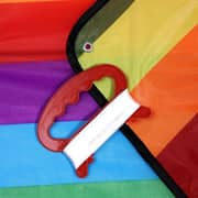 Lavish Rainbow Color Triangle Kite Long Tail With Control Bar And Line Lavish Rainbow Color Triangle Kite Long Tail With Control Bar And Line