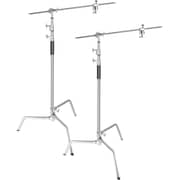 Coopic C Stand Stainless Steel 336cm/10.8ft Max. Height Studio Photo Video 4 Feet Holding Arm Grip With Turtle Base For Light Reflector (2pack Cstand)