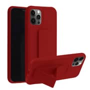 Margoun case for iPhone 14 Pro with Hand Grip Foldable Magnetic Kickstand Wrist Strap Finger Grip Cover 6.1 inch Maroon
