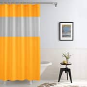 Story@Home PVC Waterproof Water Repellent Designer Shower Curtains Mildew Resistant with 12 Hooks - 79x71 Inches, White & Yellow