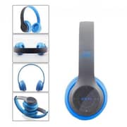 P47 Universal Foldable EDR Wireless Headphones Bluetooth 4.2 Overhead Headset with Noise Canceling and MP3/MP4/FM Player BLUE