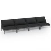 vidaXL 4 Piece Garden Lounge Set with Cushions Poly Rattan Dark Grey