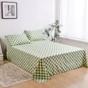 Luna Home 3 Pieces Bedsheet Set, Green Color Checkered Design