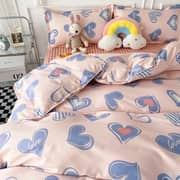 Luna Home Single Size 4 Pieces Bedding Set Without Filler, Purple Hearts Design Luna Home Single Size 4 Pieces Bedding Set Without Filler, Purple Hearts Design