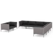 vidaXL 9 Piece Garden Lounge Set with Cushions Poly Rattan Dark Grey vidaXL 9 Piece Garden Lounge Set with Cushions Poly Rattan Dark Grey
