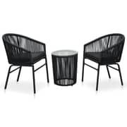 Vidaxl 3 Piece Bistro Set With Cushions Pvc Rattan Black Vidaxl 3 Piece Bistro Set With Cushions Pvc Rattan Black