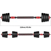 Ultimax Dumbbell And Barbell Set Weightlifting Fitness Black Cement Steel Rubber Adjustable Dumbbell With Connecting Rod/barbell Set 2 In 1-15kg