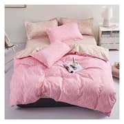 King Size Pink Geometric Design Bedding Set of 6 Pieces