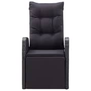 vidaXL Reclining Garden Chair with Cushion Poly Rattan Black vidaXL Reclining Garden Chair with Cushion Poly Rattan Black