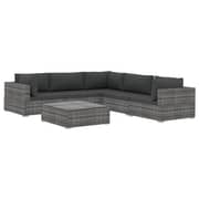 Vidaxl 6 Piece Garden Lounge Set With Cushions Poly Rattan Grey Vidaxl 6 Piece Garden Lounge Set With Cushions Poly Rattan Grey