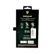 Ferrari Leather Case With Embossed Stripes Yellow Shield Logo For Iphone 14 Pro Max Black