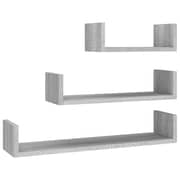 vidaXL Wall Display Shelves 3 pcs Grey Sonoma Engineered Wood vidaXL Wall Display Shelves 3 pcs Grey Sonoma Engineered Wood