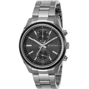 Titan, 1733KM01, Mens Watch Classique Collection Analog, Black Dial Silver Stainless Band