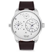 Omax Triple Time Series Black Leather Analog Watch For Men TT01P32I