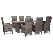 vidaXL 9 Piece Outdoor Dining Set with Cushions Poly Rattan Grey vidaXL 9 Piece Outdoor Dining Set with Cushions Poly Rattan Grey