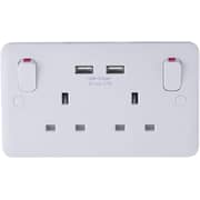 Schneider Electric Lisse White Moulded - Twin Socket Combined 2 X Usb Sp 2.1 A. White Schneider Electric Lisse White Moulded - Twin Socket Combined 2 X Usb Sp 2.1 A. White