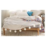 Classic Solid Wood Medium Bed with Mattress in Natural Beige Color