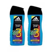 Adidas Team Five Shower Gel For Hair Face And Body with Energizing Menthol 250ml Pack 0f 2