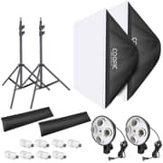 Coopic Kt-1301 Photo Studio Lighting Kit With 2pcs 50x70cm Softbox, 2pcs 4 In 1 E27 Bulb Socket, 8pcs 45w Bulbs, 2pcs 200cm Light Stand