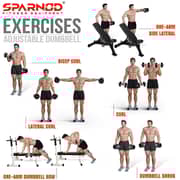 Sparnod Fitness 15kg Adjustable Dumbbell Weight Set With 2 Rods and 12 Weight Plates - Chrome Dumbbells with Anti-slip Grip & Carry Case (SD-15)