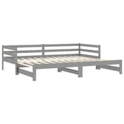 Vidaxl Pull-out Day Bed Grey Solid Pinewood 2x Vidaxl Pull-out Day Bed Grey Solid Pinewood 2x