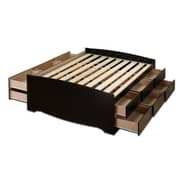 12-Drawer Captain's Platform Storage Bed Queen with Mattress Black