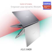 Asus X409MA-BV164T 90NB0Q21 Laptop - Celeron 1.1GHz 4GB 256GB Shared Win10Home 14inch HD Silver English/Arabic Keyboard
