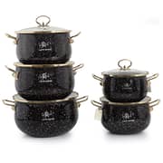 10 Pcs Enamel Cookware Sets Gold Rim Black/red/white