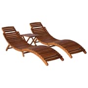 vidaXL 3 Piece Sunlounger with Tea Table Solid Acacia Wood vidaXL 3 Piece Sunlounger with Tea Table Solid Acacia Wood