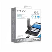 PNY Duo Link 3.0 for Apple devices Cable Design - OTG Flash Drive 64GB Black