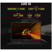 ASUS TUF Dash F15 (2021) Gaming Laptop - 11th Gen / Intel Core i5-11300H / 15.6inch FHD / 16GB RAM / 512GB SSD / 6GB NVIDIA GeForce RTX 3060 Graphics / Windows 11 Home / English & Arabic Keyboard / Grey / Middle East Version - [FX516PM-HN951W]