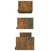 vidaXL Wall Display Shelves 3 pcs Smoked Oak Engineered Wood vidaXL Wall Display Shelves 3 pcs Smoked Oak Engineered Wood