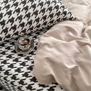 Luna Home King Size 6 Pieces Bedding Set Without Filler, Plain Beige And Geometric Design Luna Home King Size 6 Pieces Bedding Set Without Filler, Plain Beige And Geometric Design