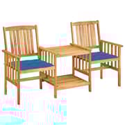 vidaXL Garden Chairs with Tea Table and Cushions Solid Acacia Wood vidaXL Garden Chairs with Tea Table and Cushions Solid Acacia Wood