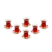 Art Glass Teaset 1525 12 Pcs Set Red (Turkey)