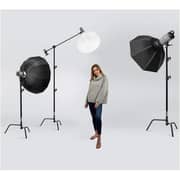 Coopic Photo Studio Heavy Duty 10 Feet 3 Meters Adjustable C Stand 1 Meter Holding Arm With 2 Pieces Grip Head For Video Reflector Monolight And Other Photographic Equipment