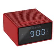 Creative Chrono Portable Splash-proof Bluetooth Speaker and FM Radio Clock Red