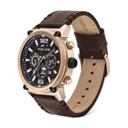 Police Men's Chronograph Watch Black Dial And Brown Leather Strap - P 14378jsr-03